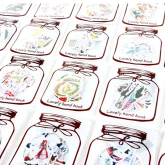Creative transparent bottle Retro Girl Animal Diary Stickers Decorative Mobile Stickers Scrapbooking DIY Craft Stickers