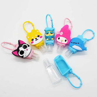 Creative Travel Portable Perfume Bottle and Cartoon Bottle Cover Mini Disinfection Water Bottle Silica Gel Case Key ring Pendant