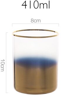 Creativiteit Golden Blue Plating Cup Crystal Glas Cups Europese Luxe Gold Velg Bril Koffie Melk Thee Mok Thuis Bar Drinkware kort cup 410ml