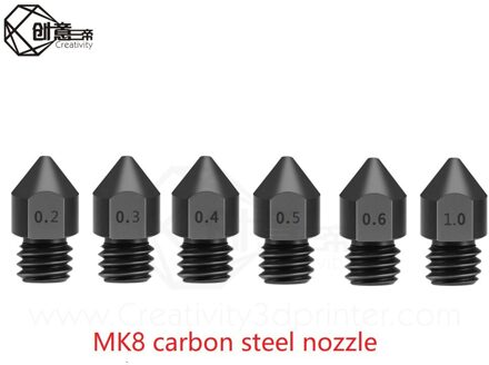 Creativiteit MK8 Nozzle Super Hard Staal Mold Staal Corrosiebestendig Extruder Schroefdraad 1.75Mm 3D Printer Voor Ender3 Elf 0.4mm