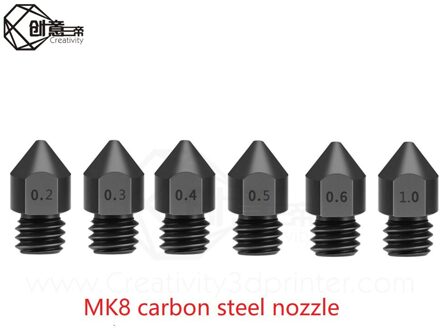 Creativiteit MK8 Nozzle Super Hard Staal Mold Staal Corrosiebestendig Extruder Schroefdraad 1.75Mm 3D Printer Voor Ender3 Elf 0.6mm