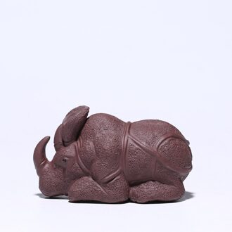 Creativiteit Paarse Klei Thee Huisdier Neushoorn Model Standbeeld Decoratie Auto Werkbladen Ornament Handgemaakte Theeceremonie Accessoires