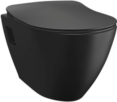 Creavit Design Hangend Toilet - 35.3x50.2cm - RVS Bidetsproeier - mat zwart TP325-50SM00E-0005