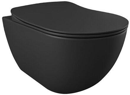 Creavit Hangend Toilet - 35.3x51cm - spoelrandloos - mat antraciet FE322-11AM00E-0000 Antraciet mat