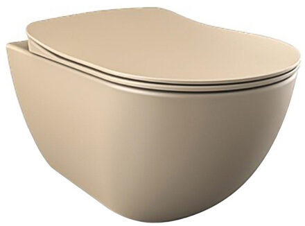 Creavit Hangend Toilet - 35.3x51cm - spoelrandloos - mat cappucino FE322-11CM00E-0000 Cappucino mat