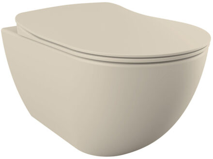Creavit Hangend Toilet - 35.3x51cm - spoelrandloos - met zitting - koel grijs SW1152754/SW1152750