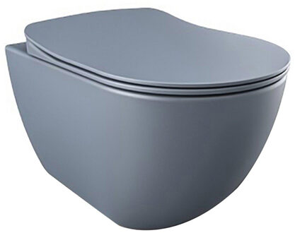 Creavit Hangend Toiletset - 35.3x51cm - RVS Bidetsproeier - spoelrandloos - met zitting - mat basalt SW1152743/SW1152712 Basalt mat