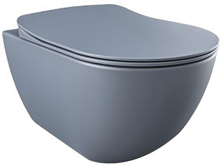 Creavit Hangend Toiletset - 35.3x51cm - spoelrandloos - met zitting - mat basalt SW1152733/SW1152712 Basalt mat