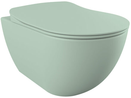 Creavit Hangend Toiletset - 35.3x51cm - spoelrandloos - met zitting - nijlgroen SW1152758/SW1152755