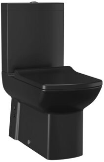 Creavit Lara Staande Toilet - onderpot - zonder bidet sproeier - muur/onderuitgang - mat zwart LR360-11SM00E-0000 Zwart mat