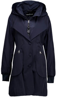 Creenstone Elegant Navy Blue Hooded Blazer Jacket Creenstone , Blue , Dames - 2Xl,Xl,L,M
