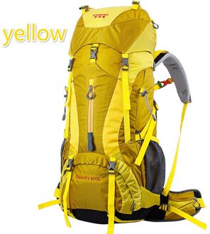 Creeper Professionele Waterdichte Rugzak Interne Frame Klimmen Camping Wandelen Rugzak Bergbeklimmen Zak 60 + 5L geel