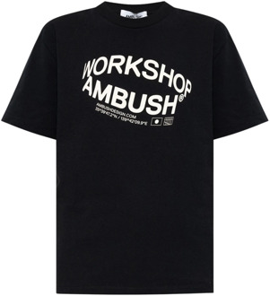 Crème Logo Print T-shirt Ambush , Black , Dames - XS
