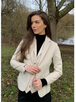 Crèmekleurige getailleerde damesblazer van wolmix tweed Beige - EU 42 / UK 14
