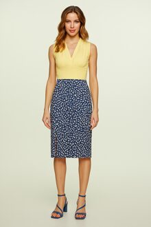 Crèmekleurige mouwloze jersey top met V-hals – stretchkatoenmix Geel - EU 42 / UK 14