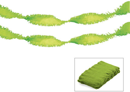 Crepe papier feest slingers - 2x - lime groen - 600 cm - Verjaardag versieringen