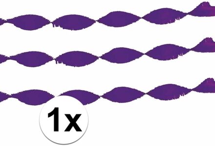 Crepe papier feest slingers/guirlande - 1x - 6 meter - paars - feestversiering - uni kleuren