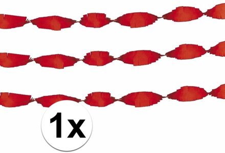 Crepe papier feest slingers/guirlande - 1x - 6 meter - rood - feestversiering - uni kleuren