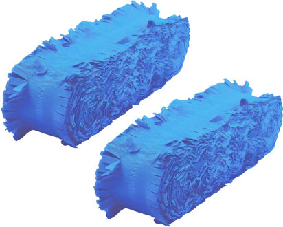 Crepe papier feest slingers/guirlande - 2x - 6 meter - blauw - feestversiering - uni kleuren