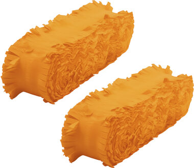 Crepe papier feest slingers/guirlande - 2x - 6 meter - oranje - feestversiering - uni kleuren