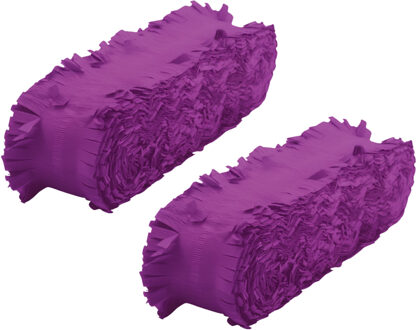 Crepe papier feest slingers/guirlande - 2x - 6 meter - paars - feestversiering - uni kleuren