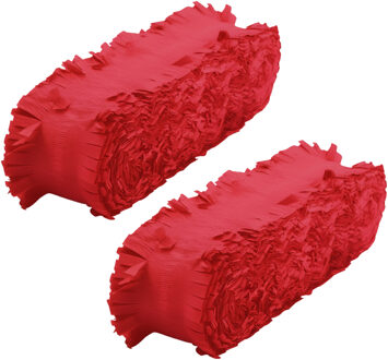 Crepe papier feest slingers/guirlande - 2x - 6 meter - rood - feestversiering - uni kleuren