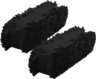 Crepe papier feest slingers/guirlande - 2x - 6 meter - zwart - feestversiering - uni kleuren