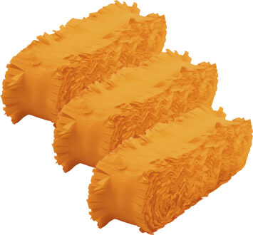 Crepe papier feest slingers/guirlande - 3x - 6 meter - oranje - feestversiering - uni kleuren
