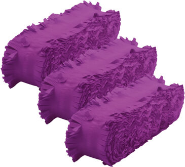 Crepe papier feest slingers/guirlande - 3x - 6 meter - paars - feestversiering - uni kleuren