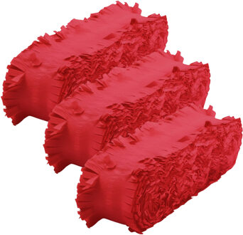 Crepe papier feest slingers/guirlande - 3x - 6 meter - rood - feestversiering - uni kleuren