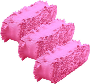 Crepe papier feest slingers/guirlande - 3x - 6 meter - roze - feestversiering - uni kleuren