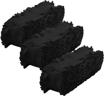 Crepe papier feest slingers/guirlande - 3x - 6 meter - zwart - feestversiering - uni kleuren