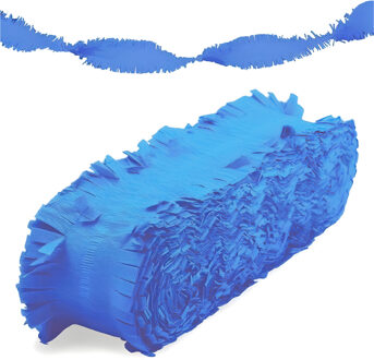 Crepe papier feest slingers/guirlande - 6 meter - blauw - feestversiering - uni kleuren