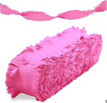 Crepe papier feest slingers/guirlande - 6 meter - roze - feestversiering - uni kleuren
