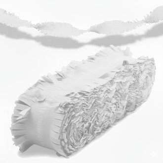 Crepe papier feest slingers/guirlande - 6 meter - wit - feestversiering - uni kleuren
