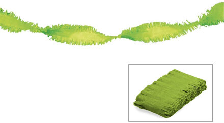 Crepe papier feest slingers - lime groen - 600 cm - Verjaardag versieringen