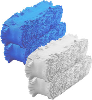 Crepe papier feest slingers set - blauw en wit - 6 meter p/st - feestversiering - 4x slingers