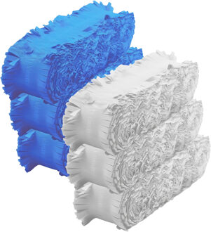 Crepe papier feest slingers set - blauw en wit - 6 meter p/st - feestversiering - 6x slingers