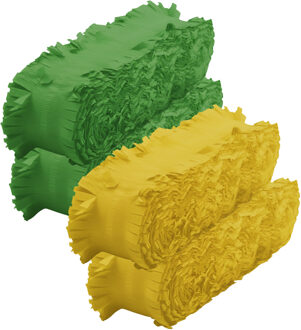 Crepe papier feest slingers set - geel en groen - 6 meter p/st - feestversiering - 4x slingers
