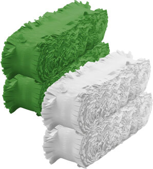 Crepe papier feest slingers set - groen en wit - 6 meter p/st - feestversiering - 4x slingers