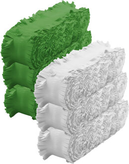 Crepe papier feest slingers set - groen en wit - 6 meter p/st - feestversiering - 6x slingers