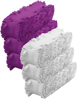 Crepe papier feest slingers set - paars en wit - 6 meter p/st - feestversiering - 6x slingers