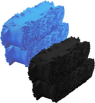 Crepe papier feest slingers set - zwart en blauw - 6 meter p/st - feestversiering - 4x slingers
