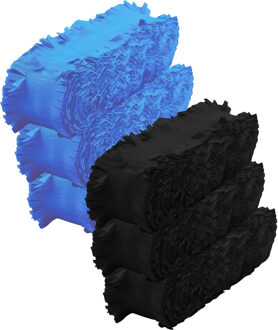 Crepe papier feest slingers set - zwart en blauw - 6 meter p/st - feestversiering - 6x slingers