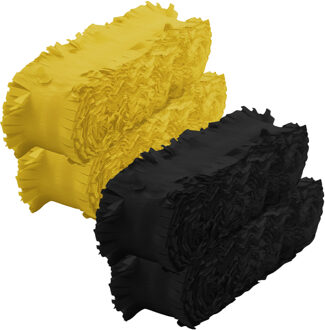 Crepe papier feest slingers set - zwart en geel - 6 meter p/st - feestversiering - 4x slingers