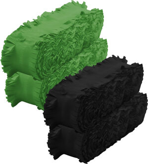 Crepe papier feest slingers set - zwart en groen - 6 meter p/st - feestversiering - 4x slingers