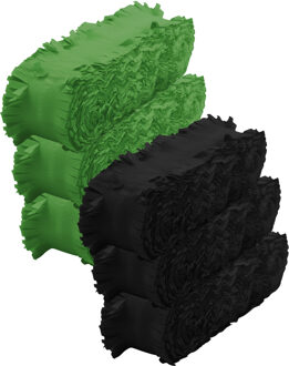 Crepe papier feest slingers set - zwart en groen - 6 meter p/st - feestversiering - 6x slingers