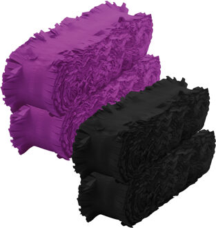 Crepe papier feest slingers set - zwart en paars - 6 meter p/st - feestversiering - 4x slingers