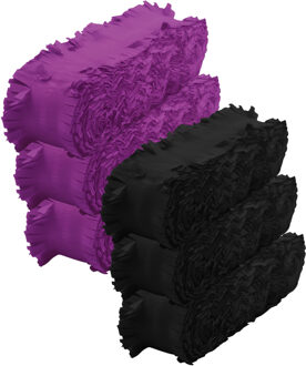 Crepe papier feest slingers set - zwart en paars - 6 meter p/st - feestversiering - 6x slingers