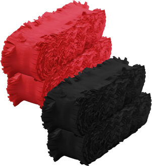Crepe papier feest slingers set - zwart en rood - 6 meter p/st - feestversiering - 4x slingers